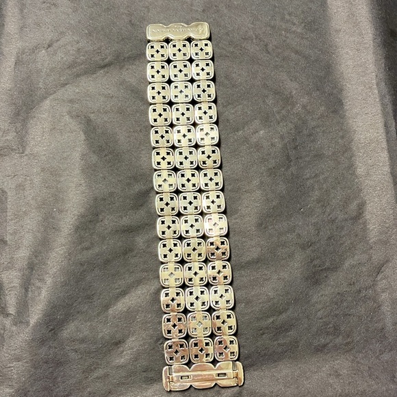 David Yurman 3 row silver diamond Mother of Pearl wide bracelet . - Picture 3 of 10